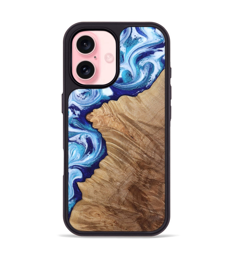 iPhone 16 Wood Phone Case - Adah (Blue, 811742)