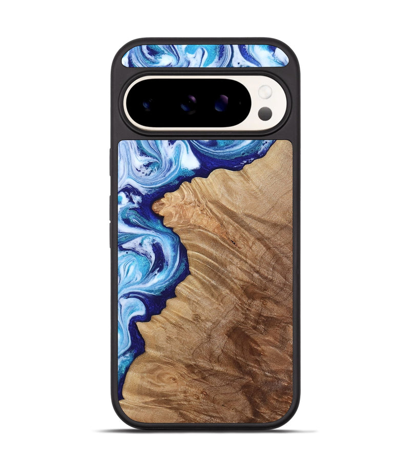 Pixel 9 Wood Phone Case - Adah (Blue, 811742)
