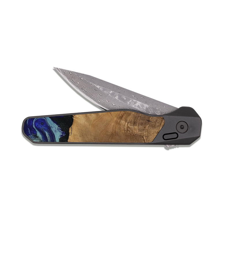 EDC Dark Damascus Wood Pocket Knife - Dayna (Blue, 811745)