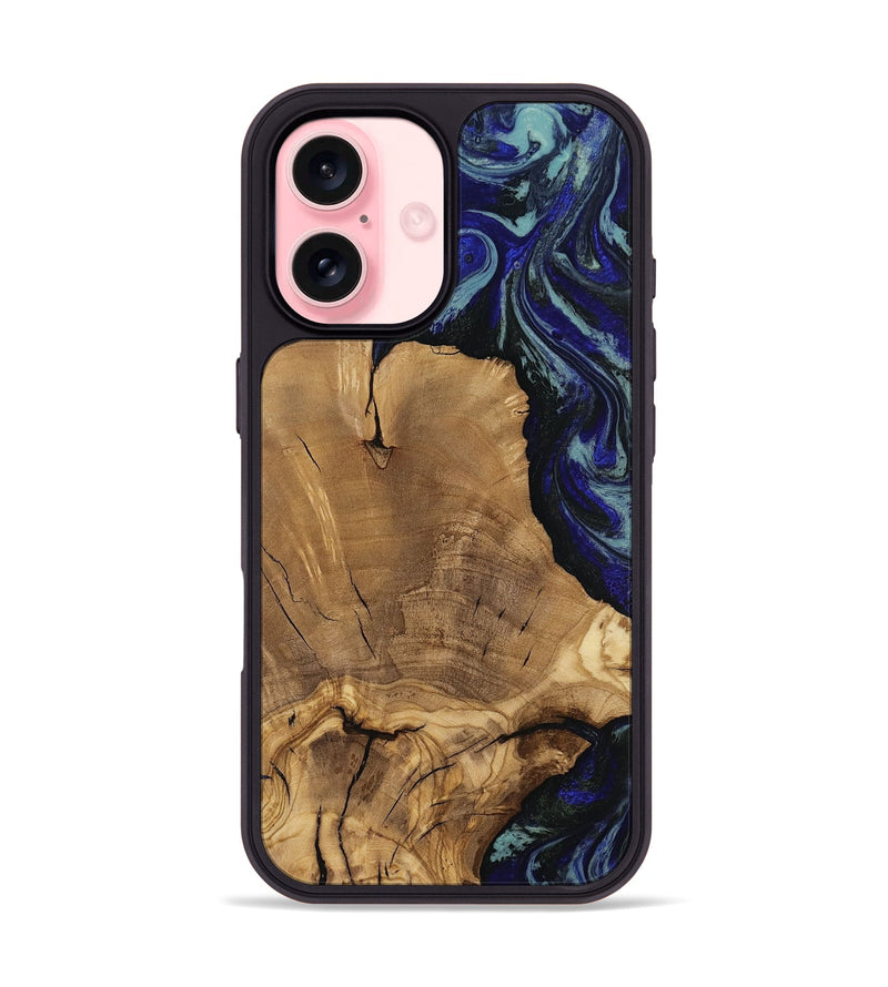 iPhone 16 Wood Phone Case - Dayna (Blue, 811745)
