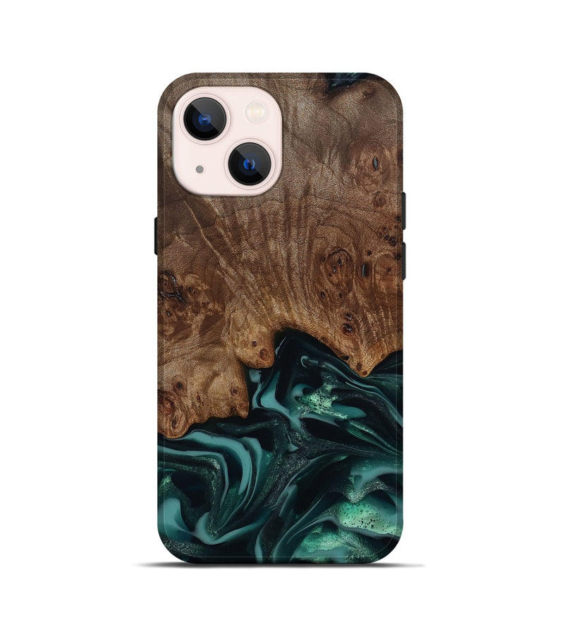 iPhone 13 mini Wood Live Edge Phone Case - Abigail (Green, 811799)