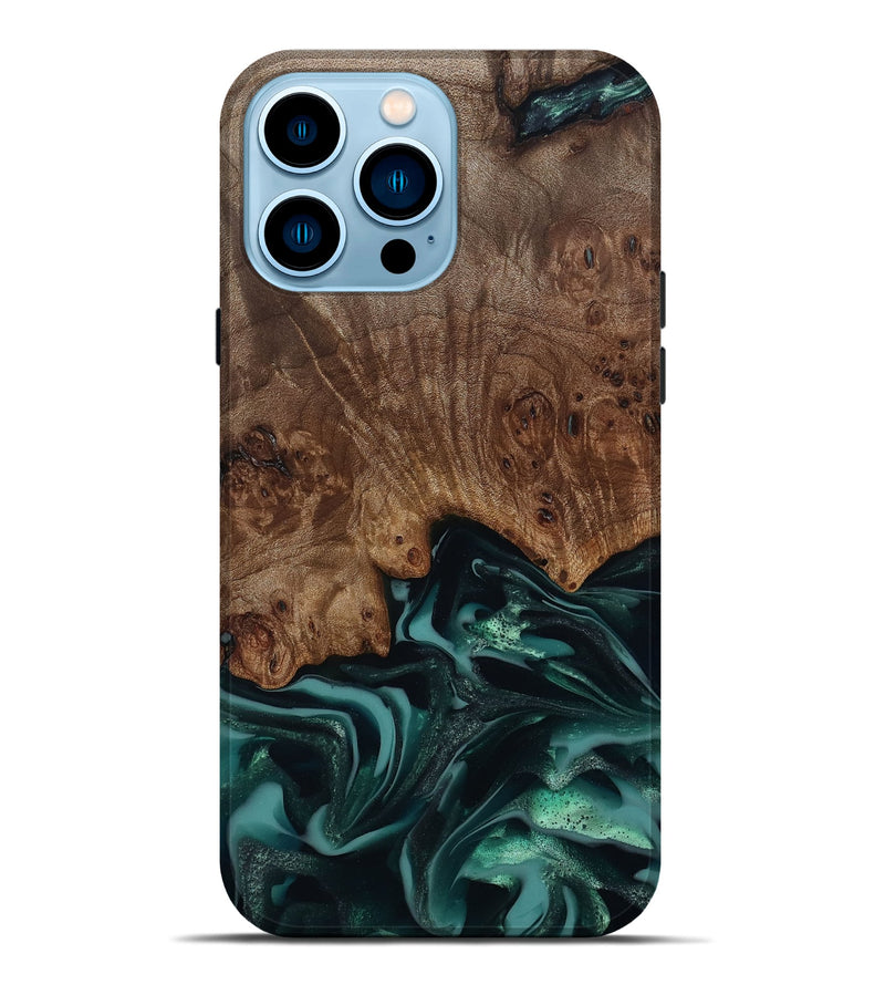 iPhone 14 Pro Max Wood Live Edge Phone Case - Abigail (Green, 811799)