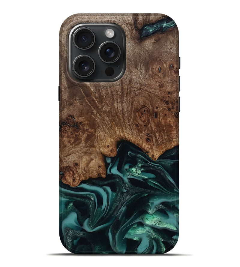iPhone 16 Pro Max Wood Live Edge Phone Case - Abigail (Green, 811799)