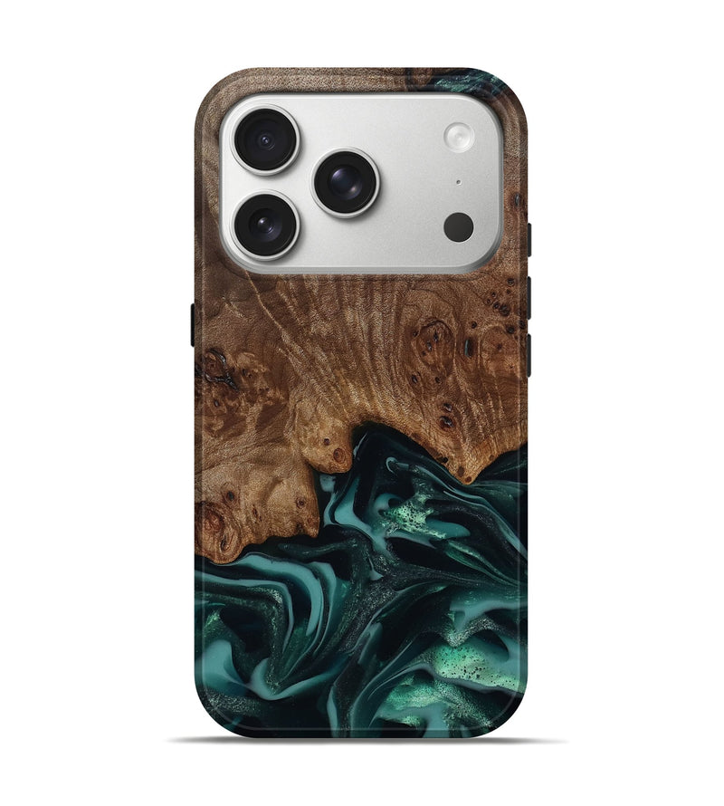 iPhone 17 Pro Wood Live Edge Phone Case - Abigail (Green, 811799)