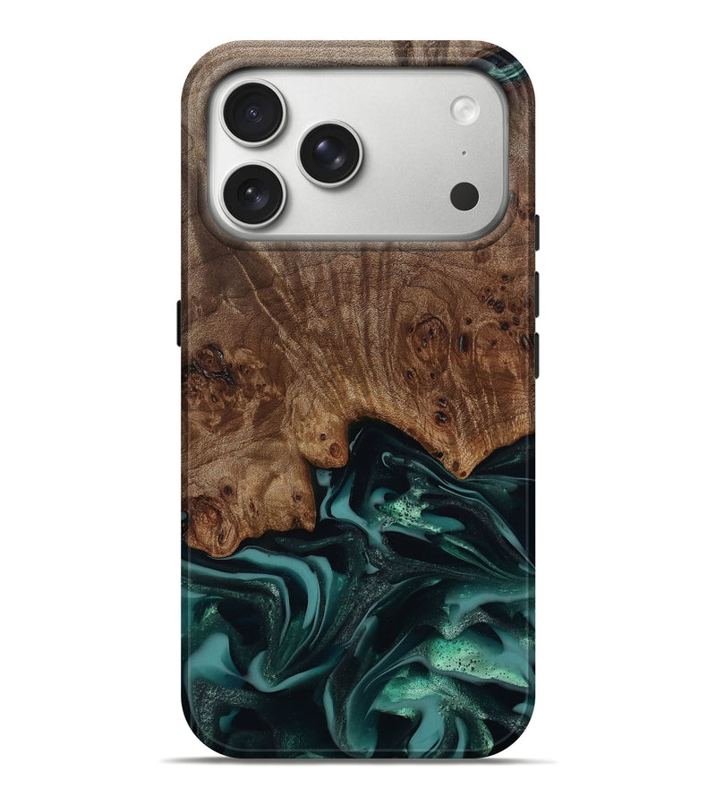 iPhone 17 Pro Max Wood Live Edge Phone Case - Abigail (Green, 811799)