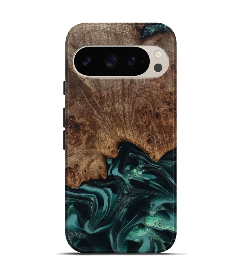 Pixel 9 Wood Live Edge Phone Case - Abigail (Green, 811799)