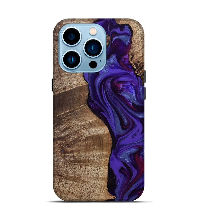iPhone 14 Pro Wood Live Edge Phone Case - Aric (Purple, 811801)