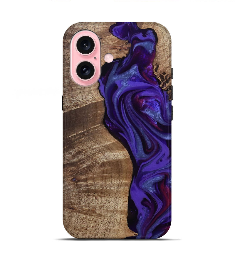 iPhone 16 Wood Live Edge Phone Case - Aric (Purple, 811801)