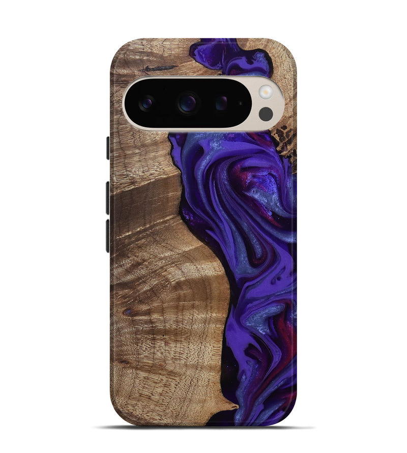 Pixel 9 Pro Wood Live Edge Phone Case - Aric (Purple, 811801)