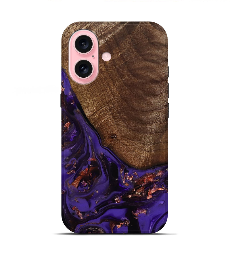 iPhone 16 Wood Live Edge Phone Case - Avah (Purple, 811803)