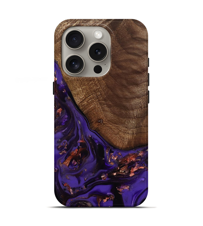 iPhone 16 Pro Wood Live Edge Phone Case - Avah (Purple, 811803)