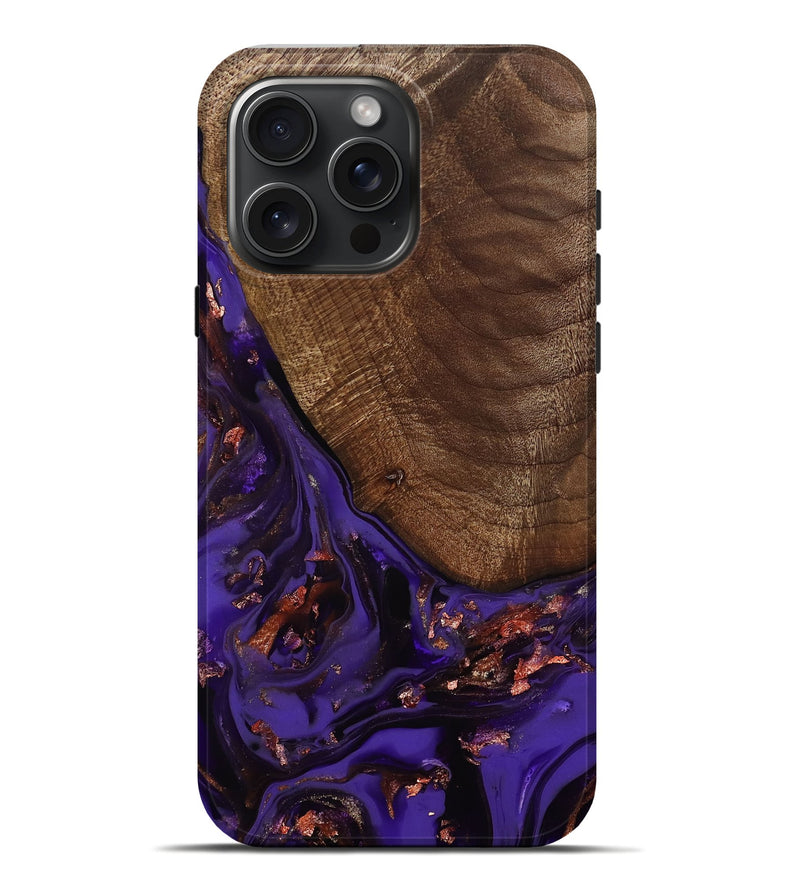 iPhone 16 Pro Max Wood Live Edge Phone Case - Avah (Purple, 811803)