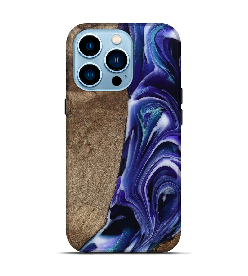 iPhone 14 Pro Wood Live Edge Phone Case - Cayla (Purple, 811816)