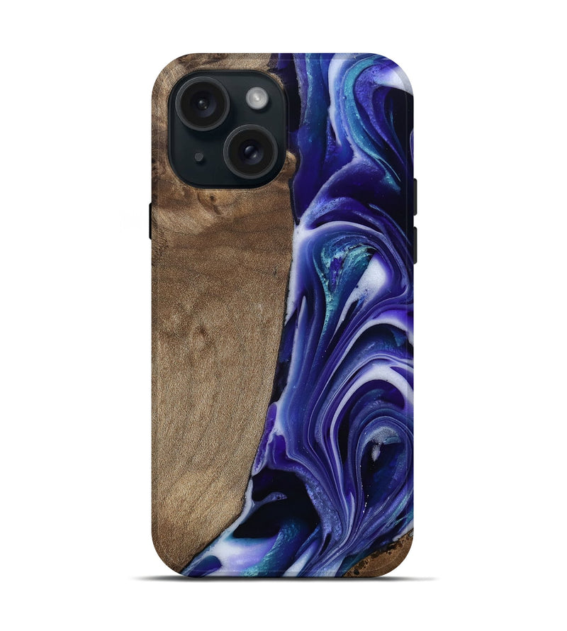 iPhone 15 Wood Live Edge Phone Case - Cayla (Purple, 811816)
