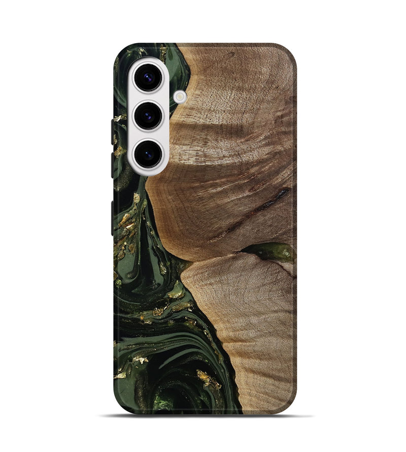 Galaxy S25 Wood Live Edge Phone Case - Omer (Green, 811818)