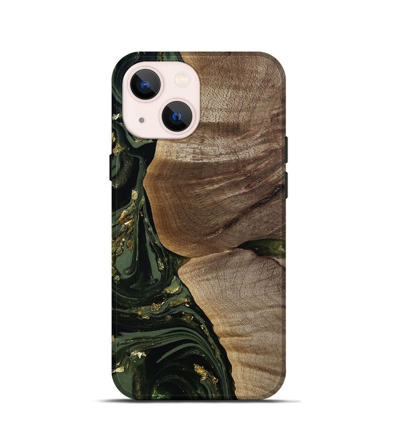 iPhone 13 mini Wood Live Edge Phone Case - Omer (Green, 811818)