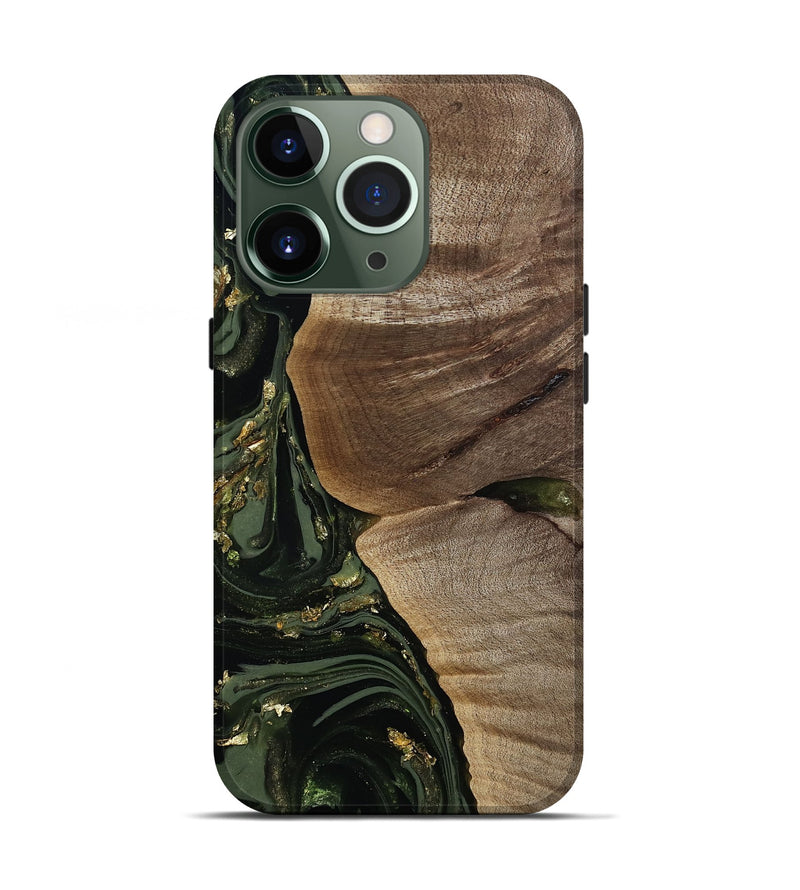 iPhone 13 Pro Wood Live Edge Phone Case - Omer (Green, 811818)