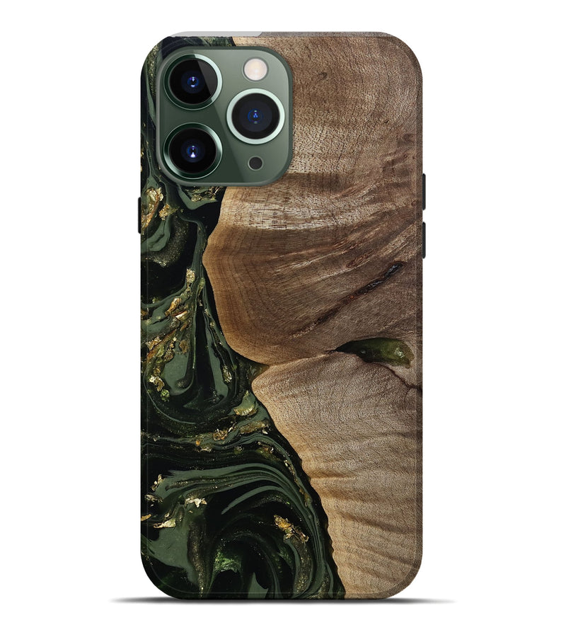 iPhone 13 Pro Max Wood Live Edge Phone Case - Omer (Green, 811818)