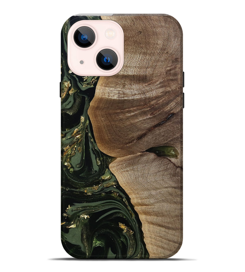 iPhone 14 Plus Wood Live Edge Phone Case - Omer (Green, 811818)