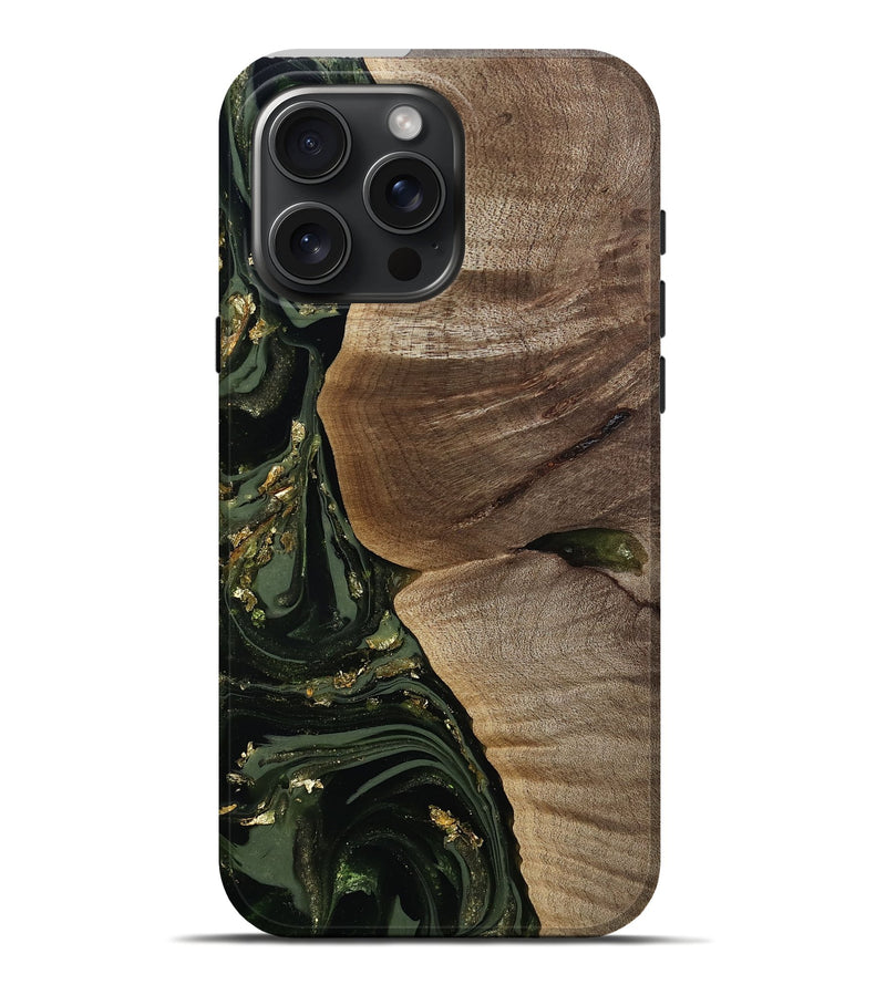 iPhone 16 Pro Max Wood Live Edge Phone Case - Omer (Green, 811818)