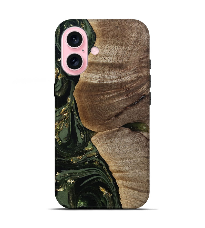 iPhone 17 Wood Live Edge Phone Case - Omer (Green, 811818)