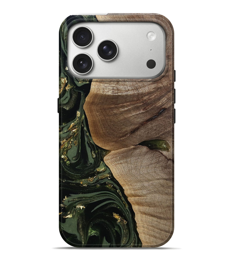 iPhone 17 Pro Max Wood Live Edge Phone Case - Omer (Green, 811818)