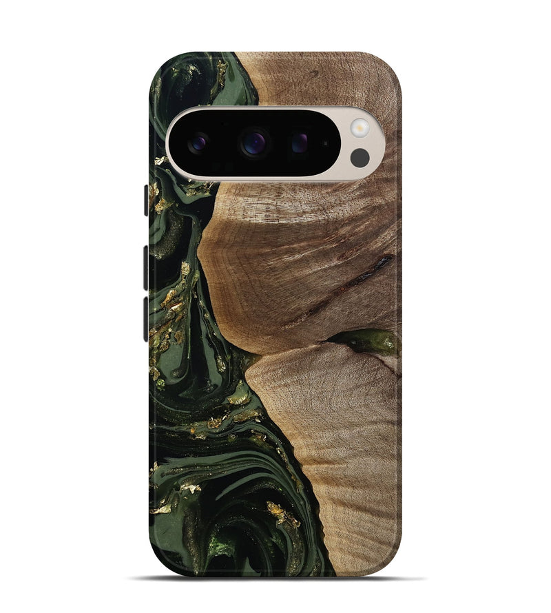 Pixel 10 Pro Wood Live Edge Phone Case - Omer (Green, 811818)