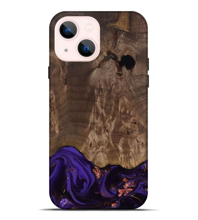 iPhone 14 Plus Wood Live Edge Phone Case - Nan (Purple, 811819)