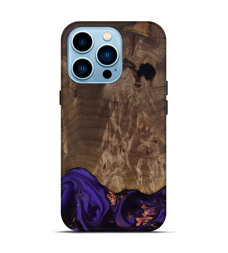 iPhone 14 Pro Wood Live Edge Phone Case - Nan (Purple, 811819)