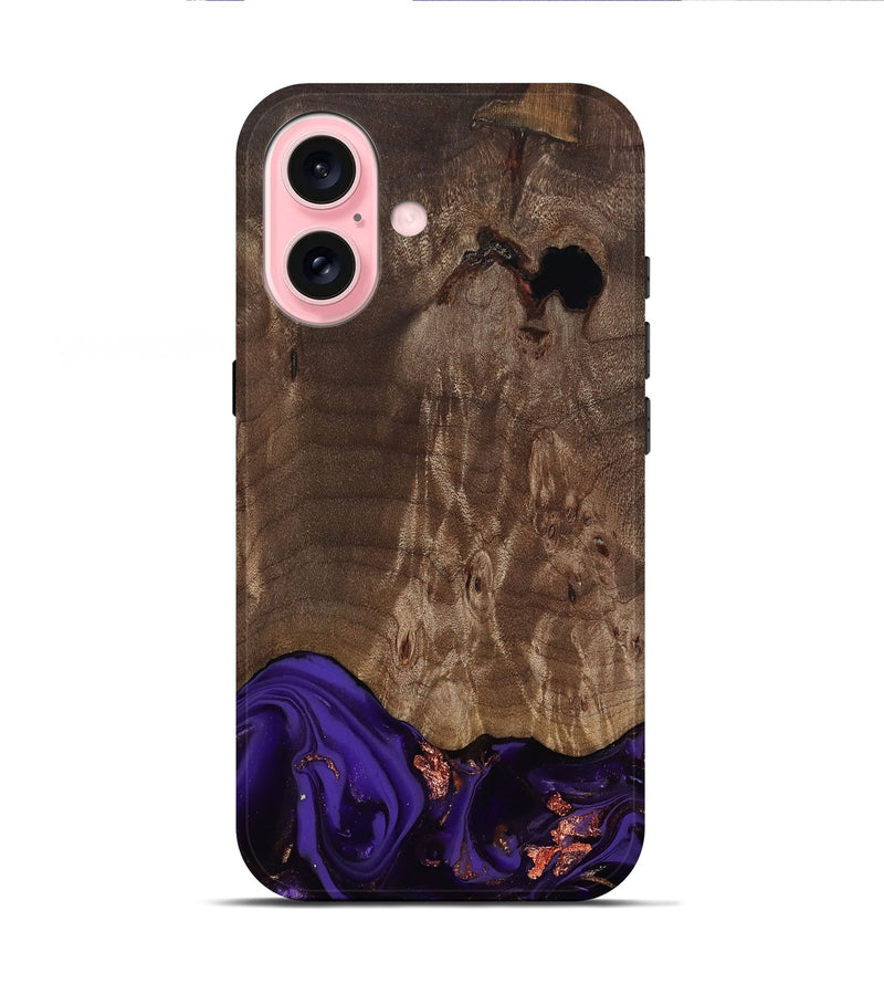 iPhone 16 Wood Live Edge Phone Case - Nan (Purple, 811819)