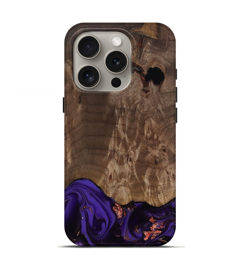 iPhone 16 Pro Wood Live Edge Phone Case - Nan (Purple, 811819)
