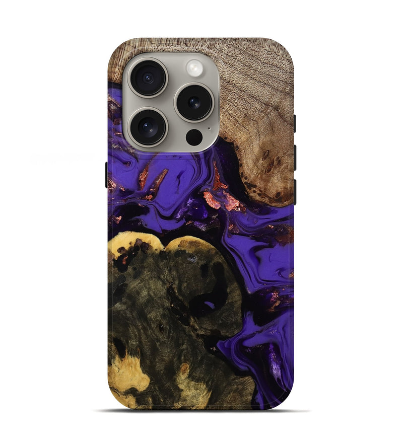 iPhone 16 Pro Wood Live Edge Phone Case - Erwin (Purple, 811821)