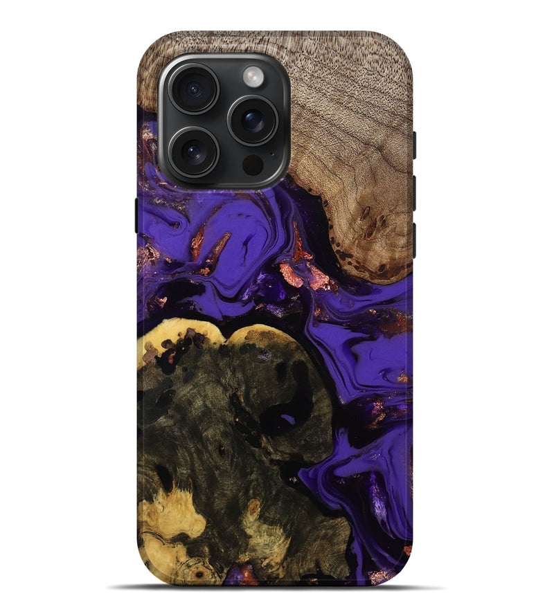 iPhone 16 Pro Max Wood Live Edge Phone Case - Erwin (Purple, 811821)