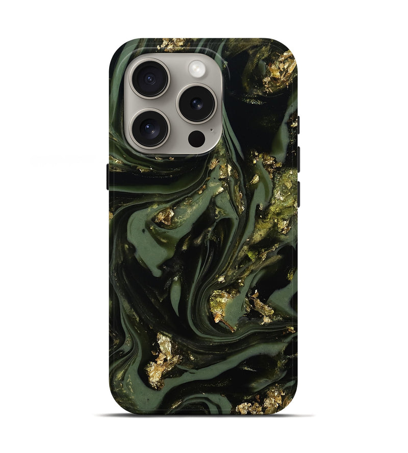 iPhone 16 Pro ResinArt Live Edge Phone Case - Pinkie (Green, 811829)