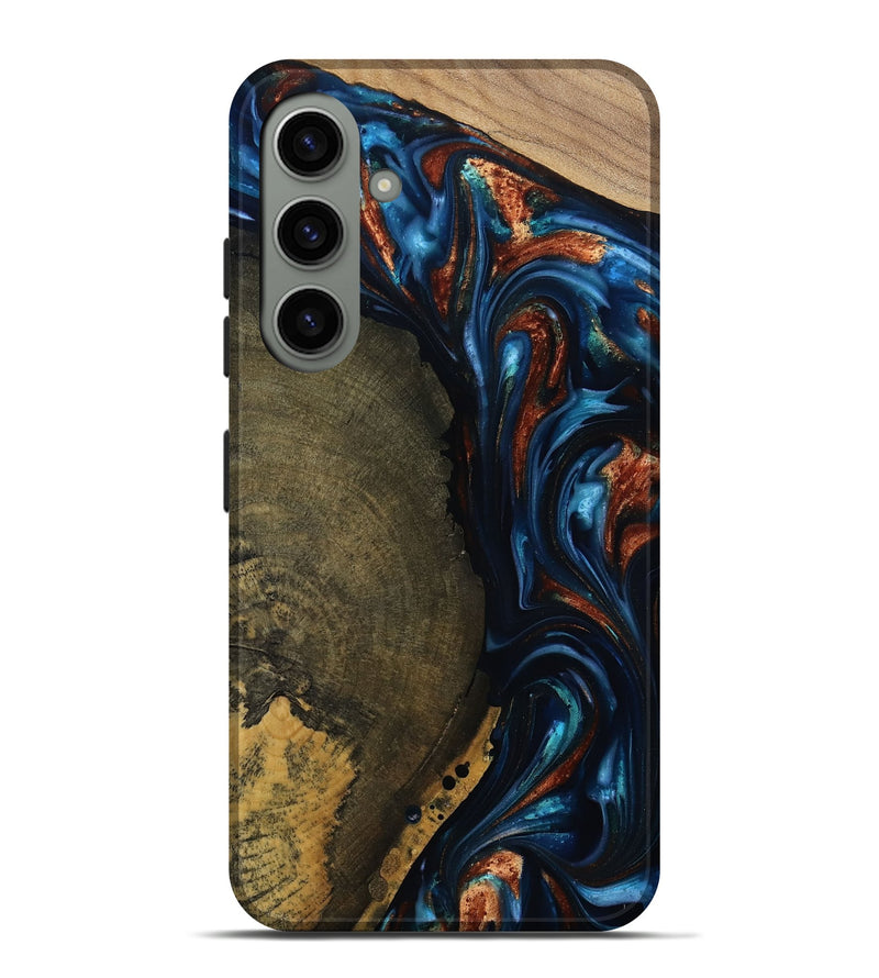 Galaxy S24 Plus Wood Live Edge Phone Case - Madisyn (Teal & Gold, 811845)