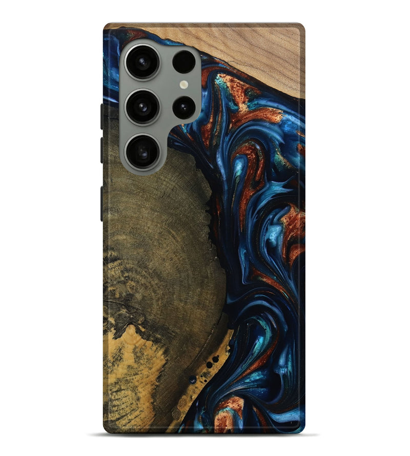 Galaxy S24 Ultra Wood Live Edge Phone Case - Madisyn (Teal & Gold, 811845)