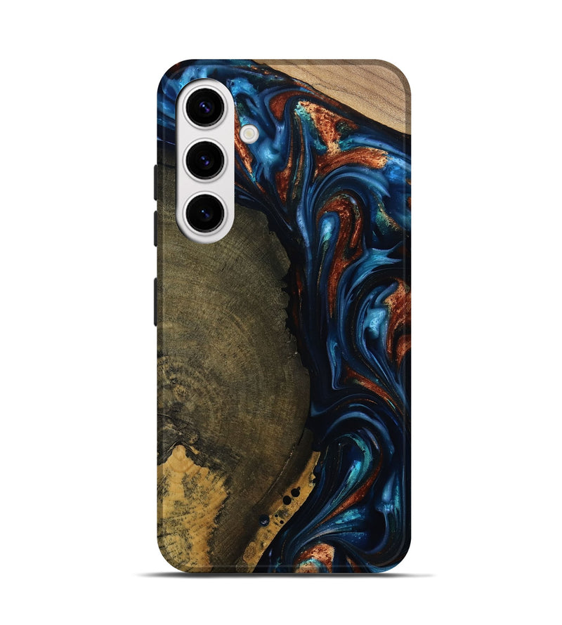 Galaxy S25 Wood Live Edge Phone Case - Madisyn (Teal & Gold, 811845)
