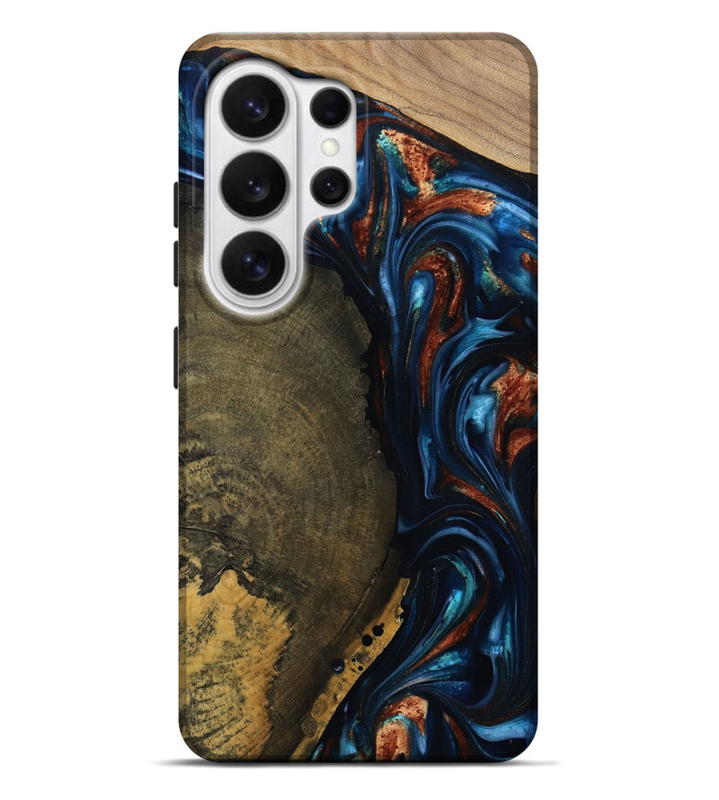 Galaxy S26 Ultra Wood Live Edge Phone Case - Madisyn (Teal & Gold, 811845)