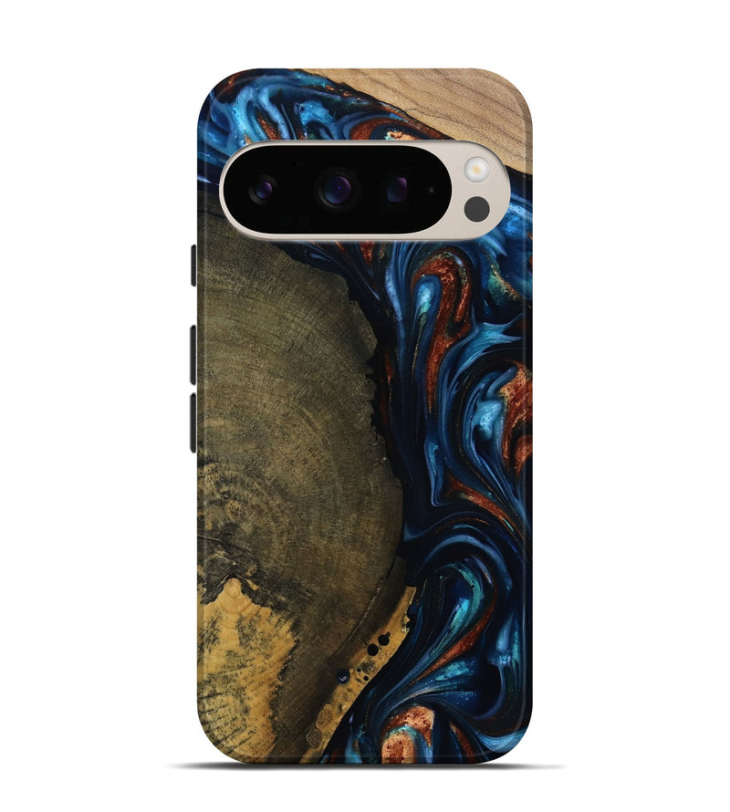 Pixel 10 Wood Live Edge Phone Case - Madisyn (Teal & Gold, 811845)