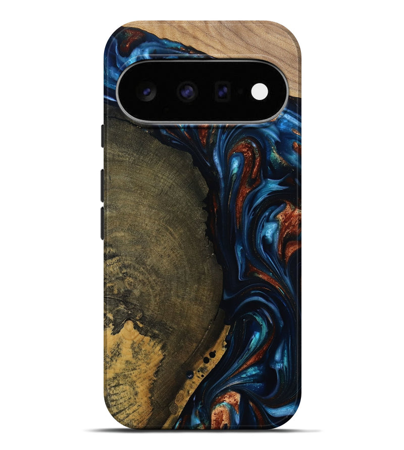 Pixel 11 Pro XL Wood Live Edge Phone Case - Madisyn (Teal & Gold, 811845)