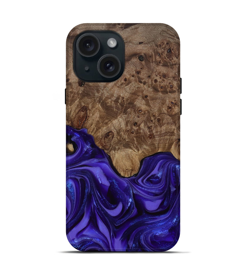 iPhone 15 Wood Live Edge Phone Case - Lucas (Purple, 811860)