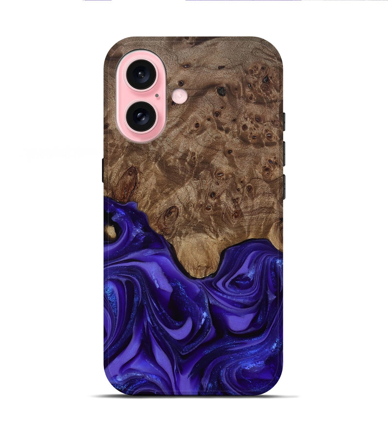 iPhone 16 Wood Live Edge Phone Case - Lucas (Purple, 811860)