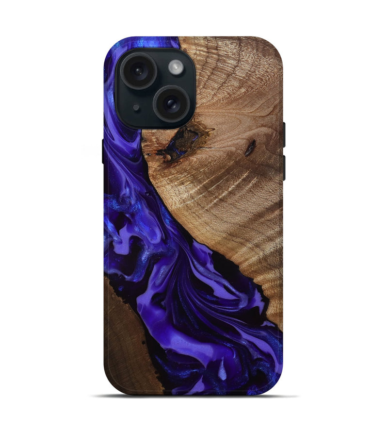 iPhone 15 Wood Live Edge Phone Case - Belva (Purple, 811876)