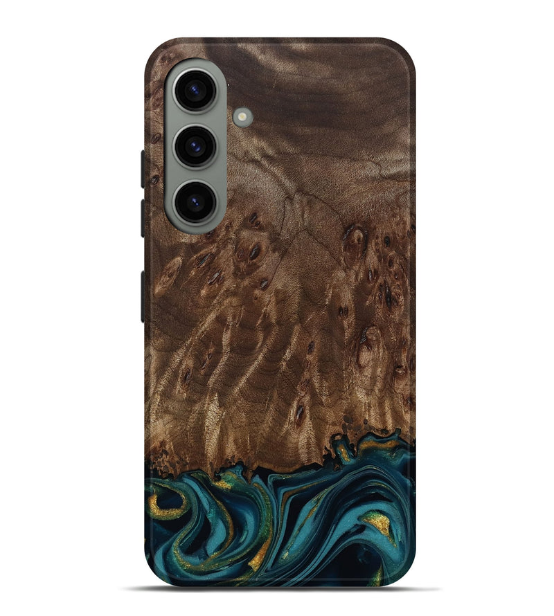 Galaxy S24 Plus Wood Live Edge Phone Case - Errol (Teal & Gold, 811878)