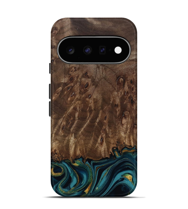 Pixel 11 Wood Live Edge Phone Case - Errol (Teal & Gold, 811878)