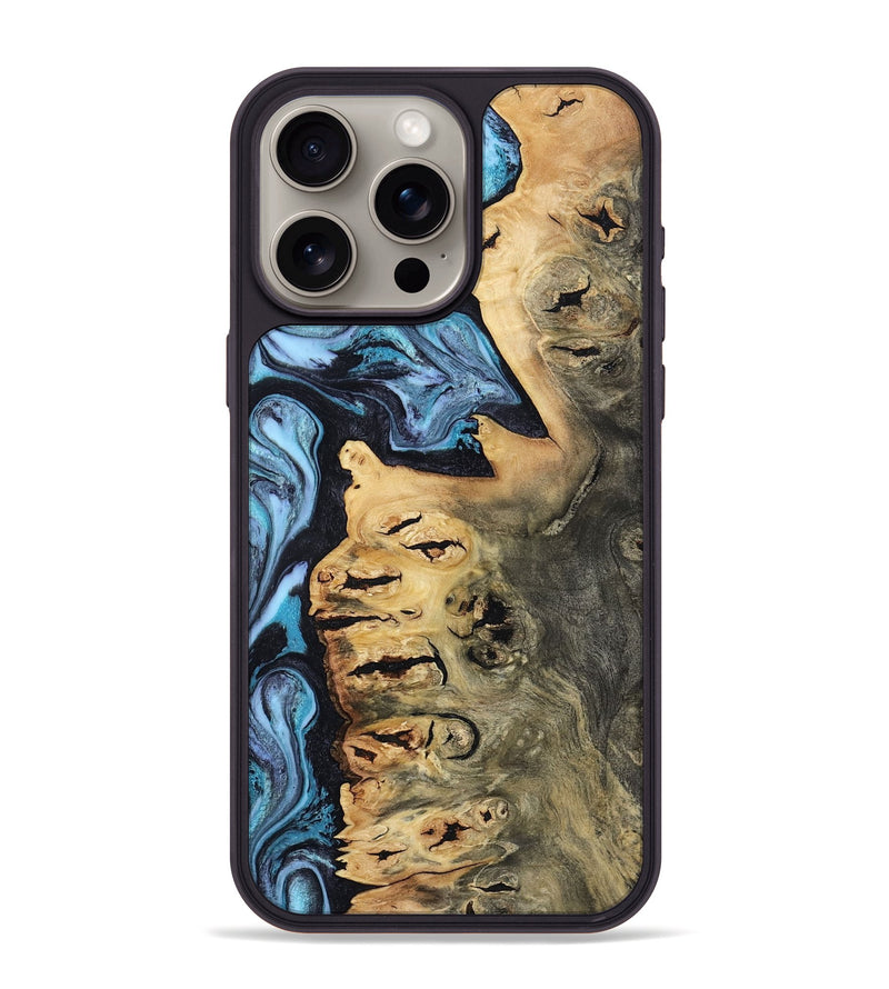 iPhone 15 Pro Max Wood Phone Case - Buddy (Blue, 812010)