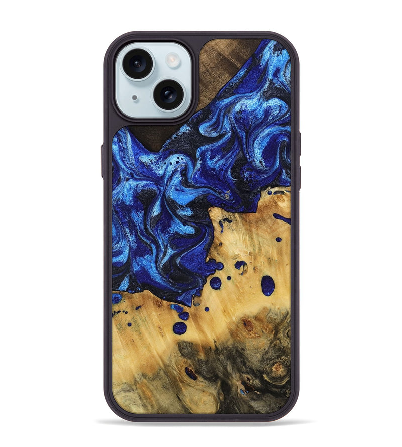 iPhone 15 Plus Wood Phone Case - Kyrie (Blue, 812011)