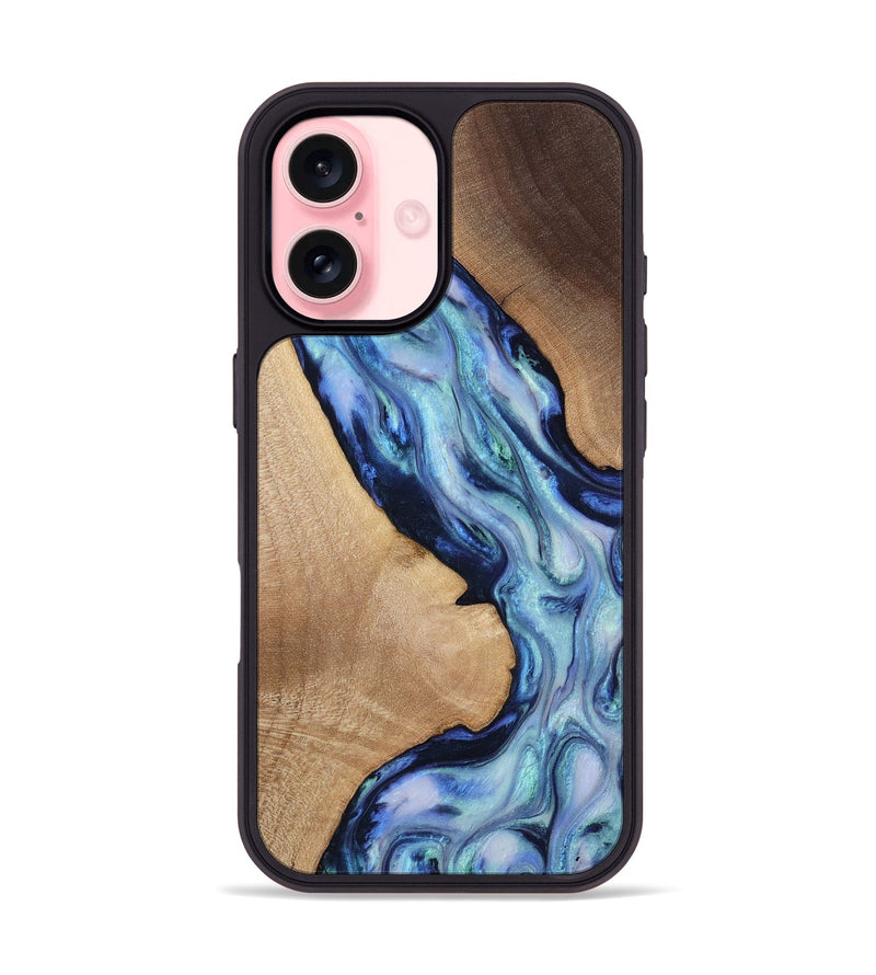 iPhone 16 Wood Phone Case - Lillian (Blue, 812017)