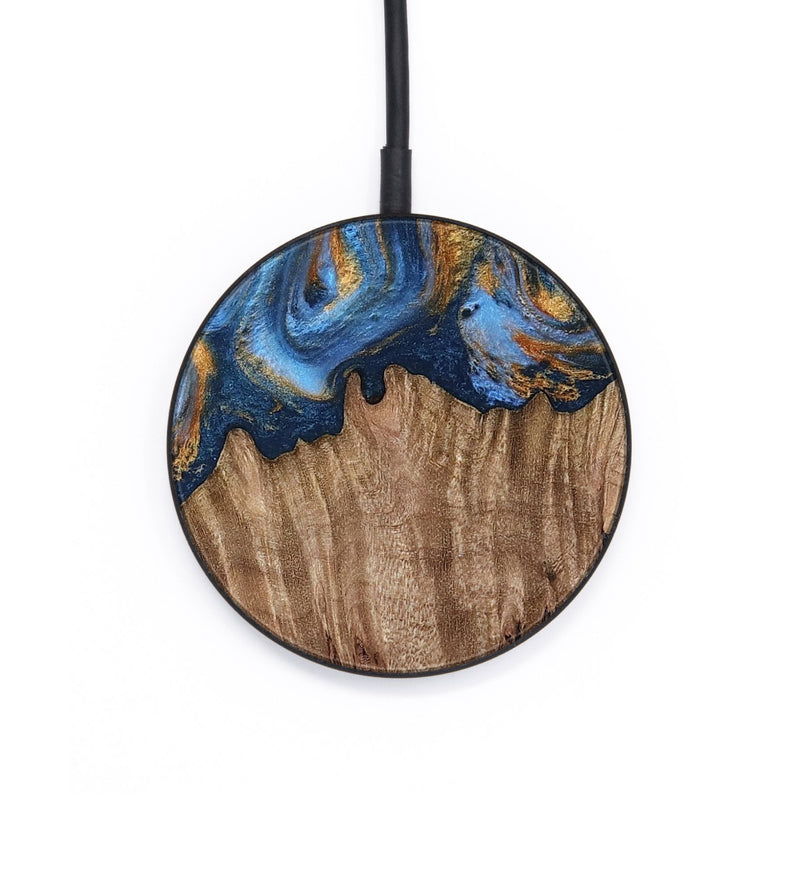 Circle Wood Wireless Charger - Lillie (Teal & Gold, 812075)