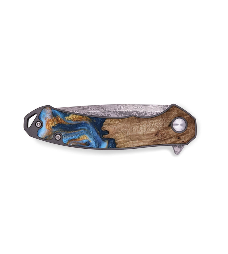EDC Wood Pocket Knife - Lillie (Teal & Gold, 812075)
